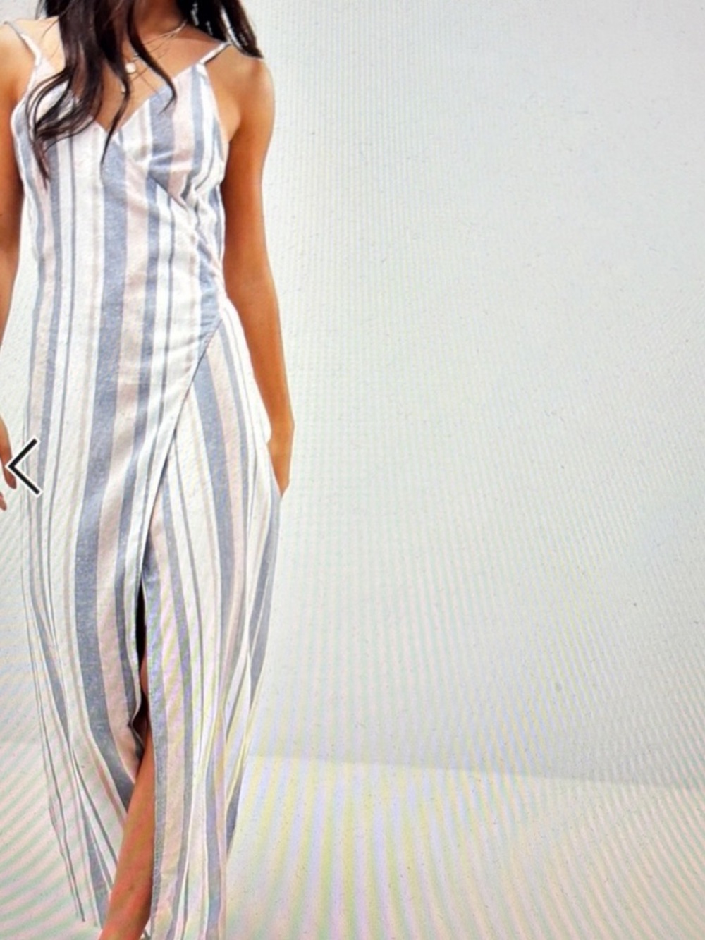 ASOS Striped V-Wrap Maxi Dress 100% Cotton Size 6 Petite Small NWT